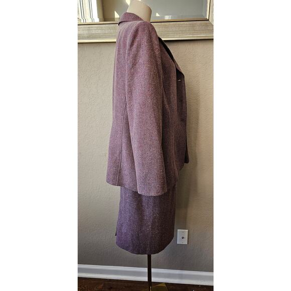 Le Suit Wool Blend‎ Lined 2 Pc Jacket Skirt Suit Women Sz 14P Lavender Career - Picture 4 of 9